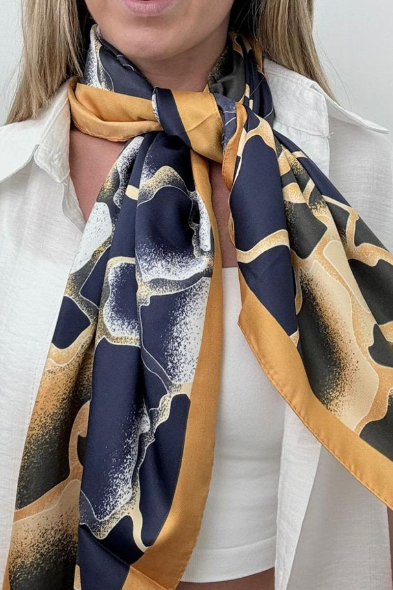 Silk Neck Scarf Navy & Orange