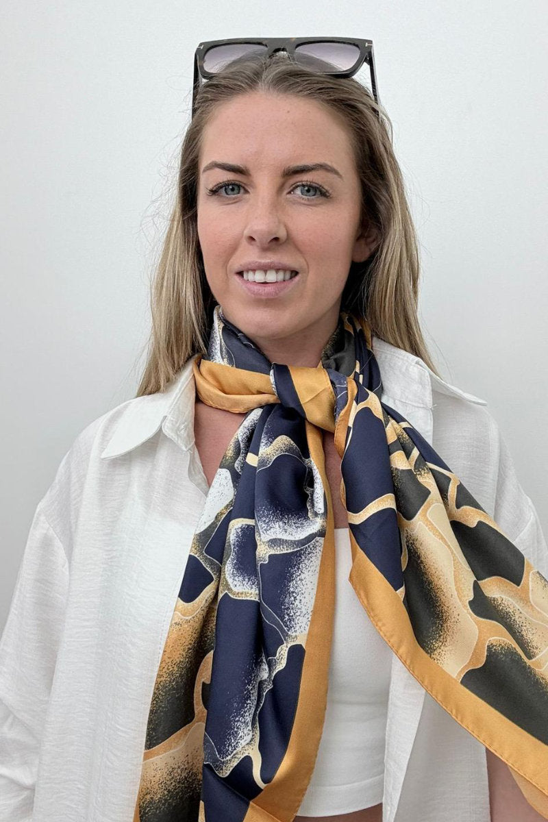 Silk Neck Scarf Navy & Orange