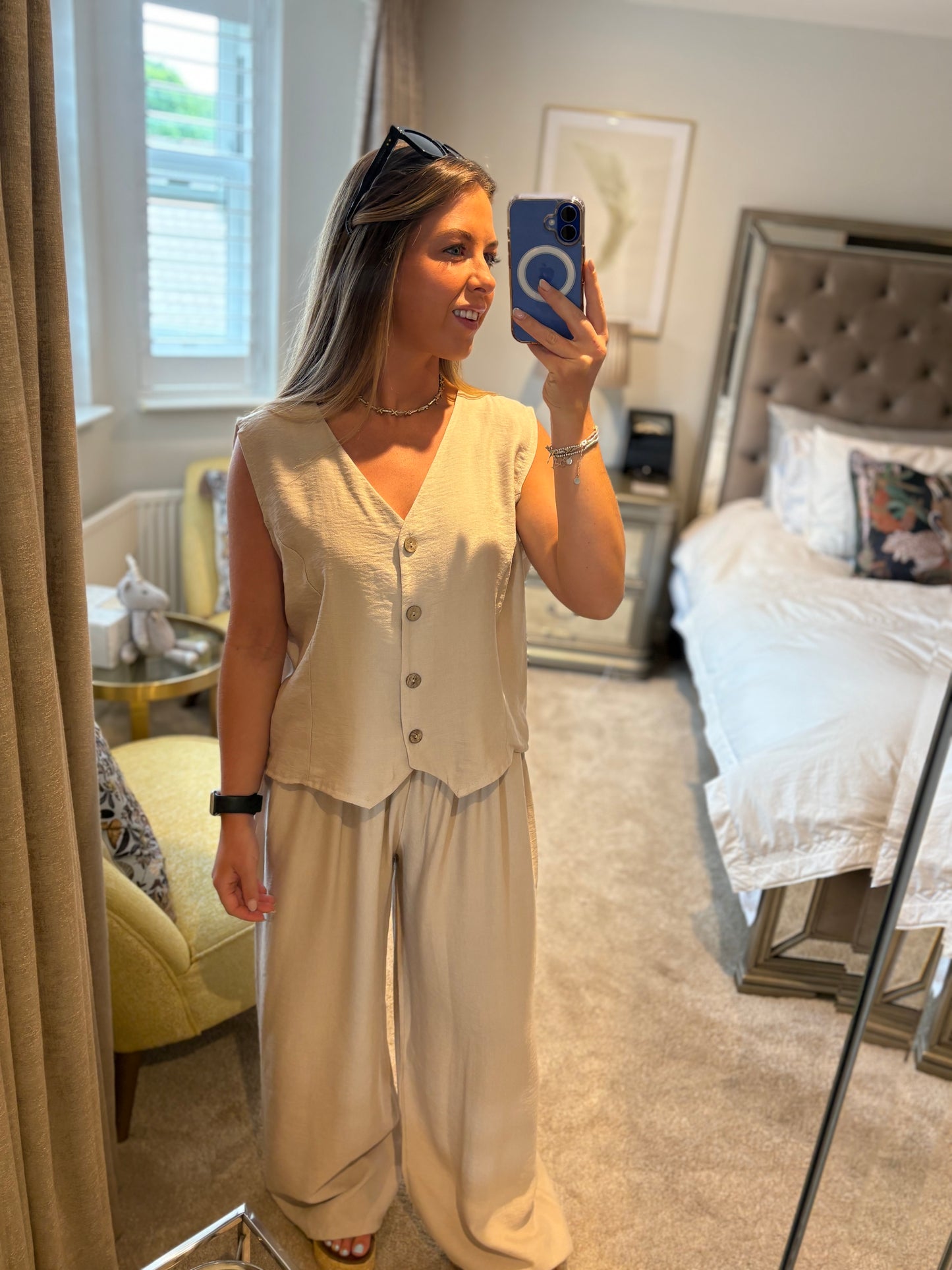 Stone Linen Blend Co-ord Set