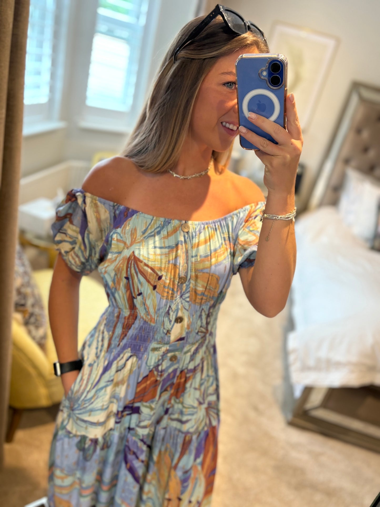 Lilic Multi Coloured Bardot Maxi Dress