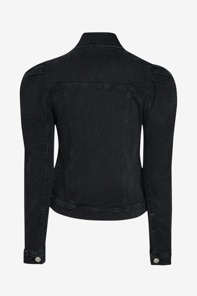 Famous Store Puff Sleeve Black Denim Jacket