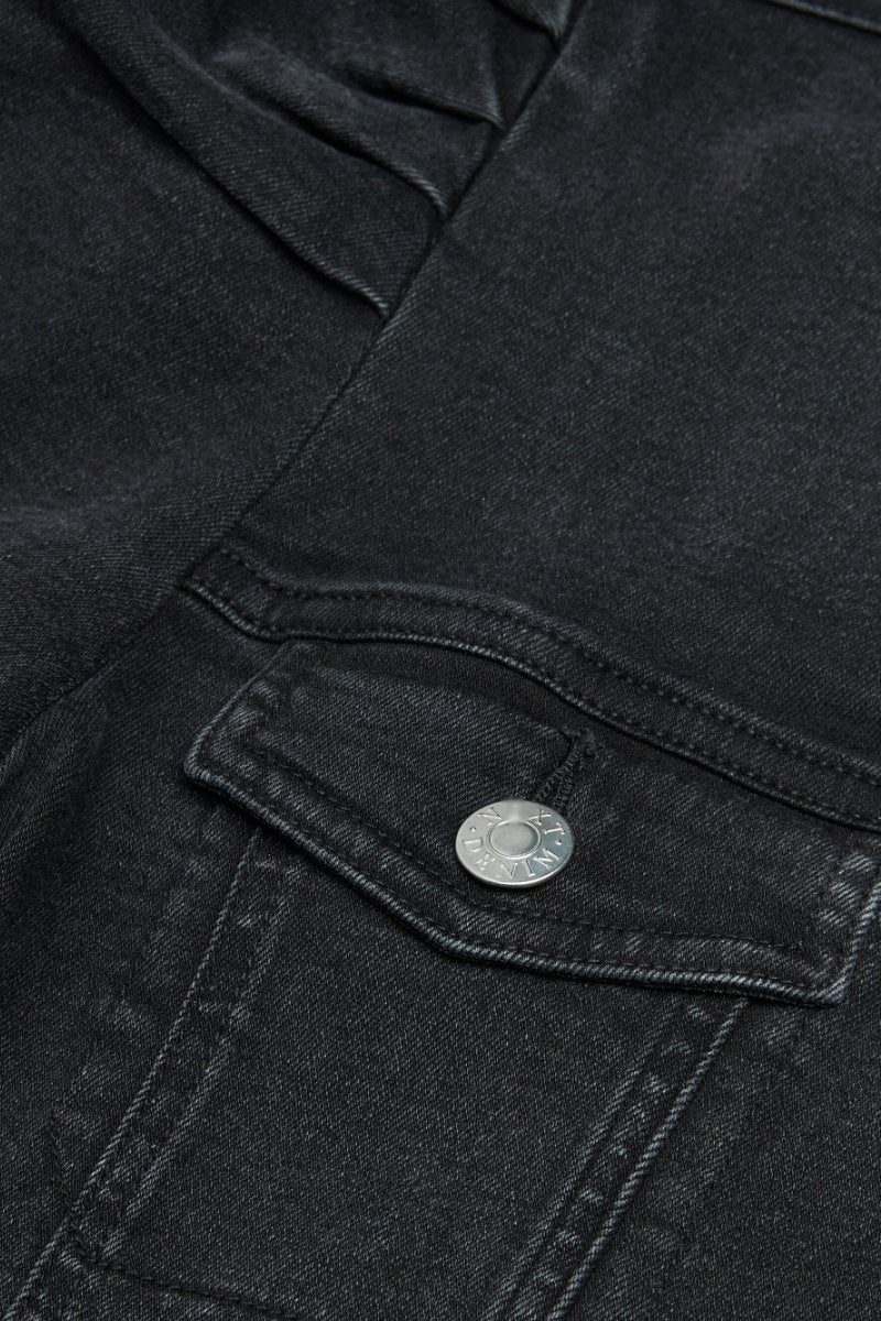 Famous Store Puff Sleeve Black Denim Jacket
