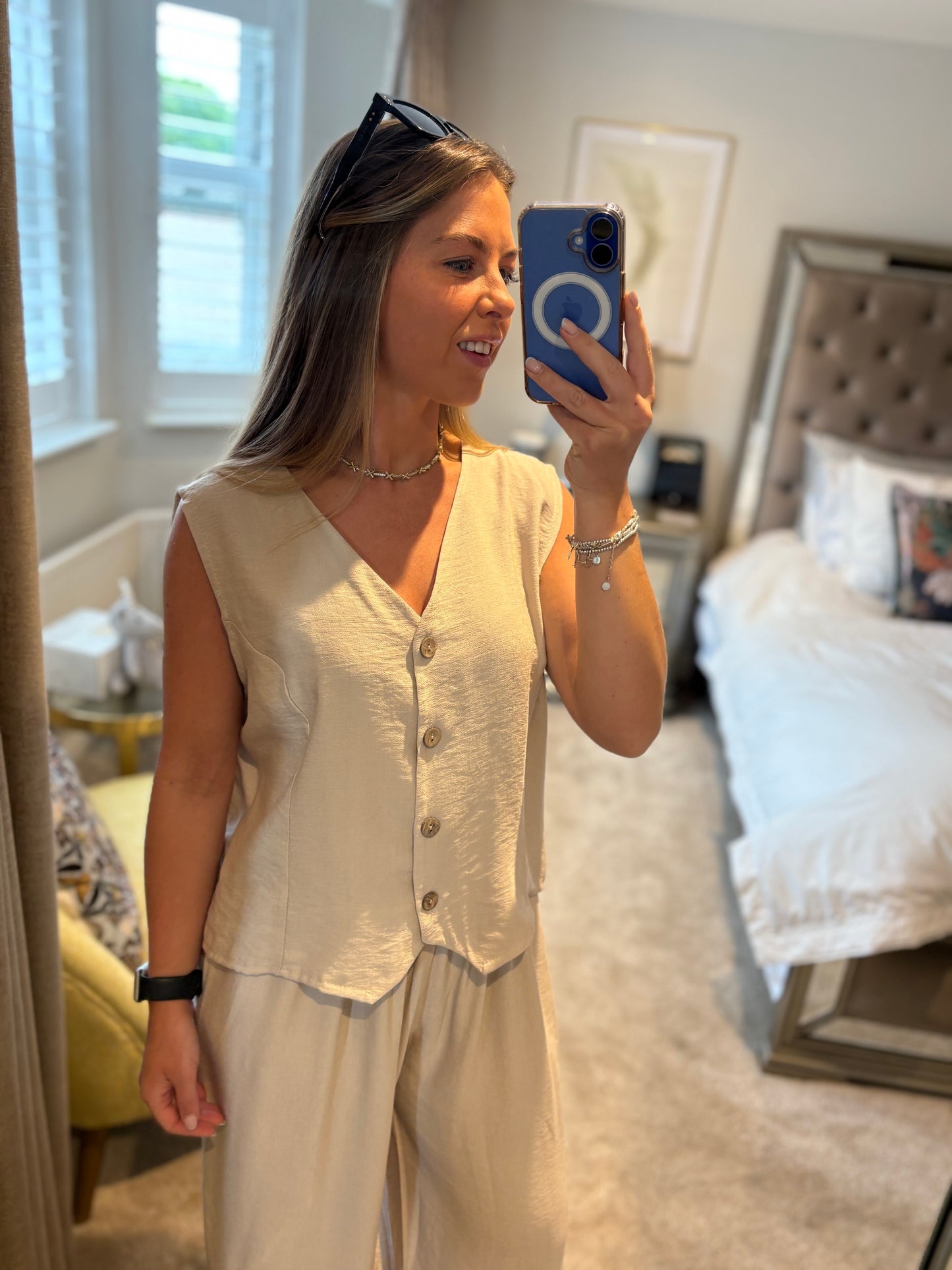 Stone Linen Blend Co-ord Set