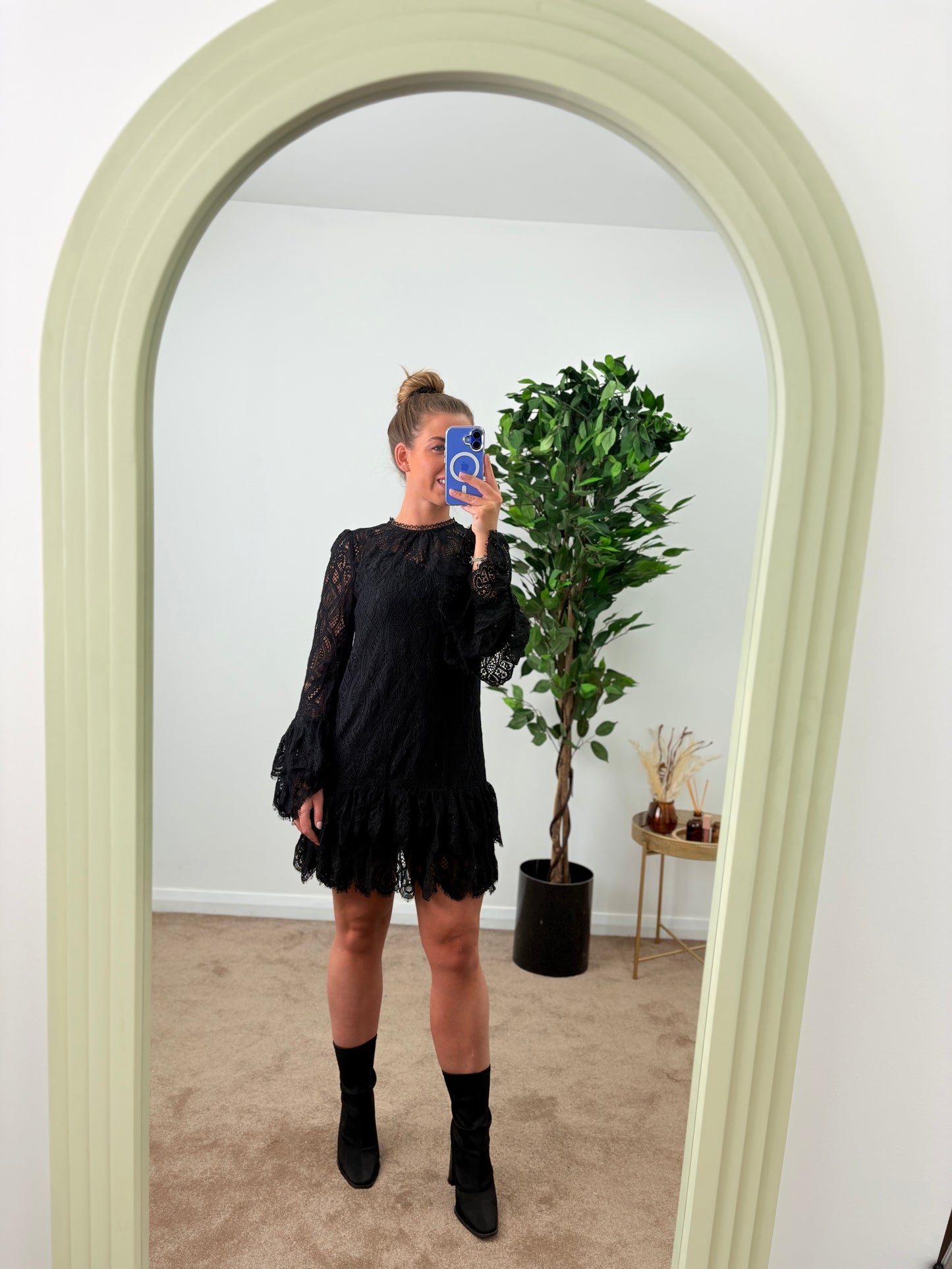 EX-R Black Lace Tunic Dress