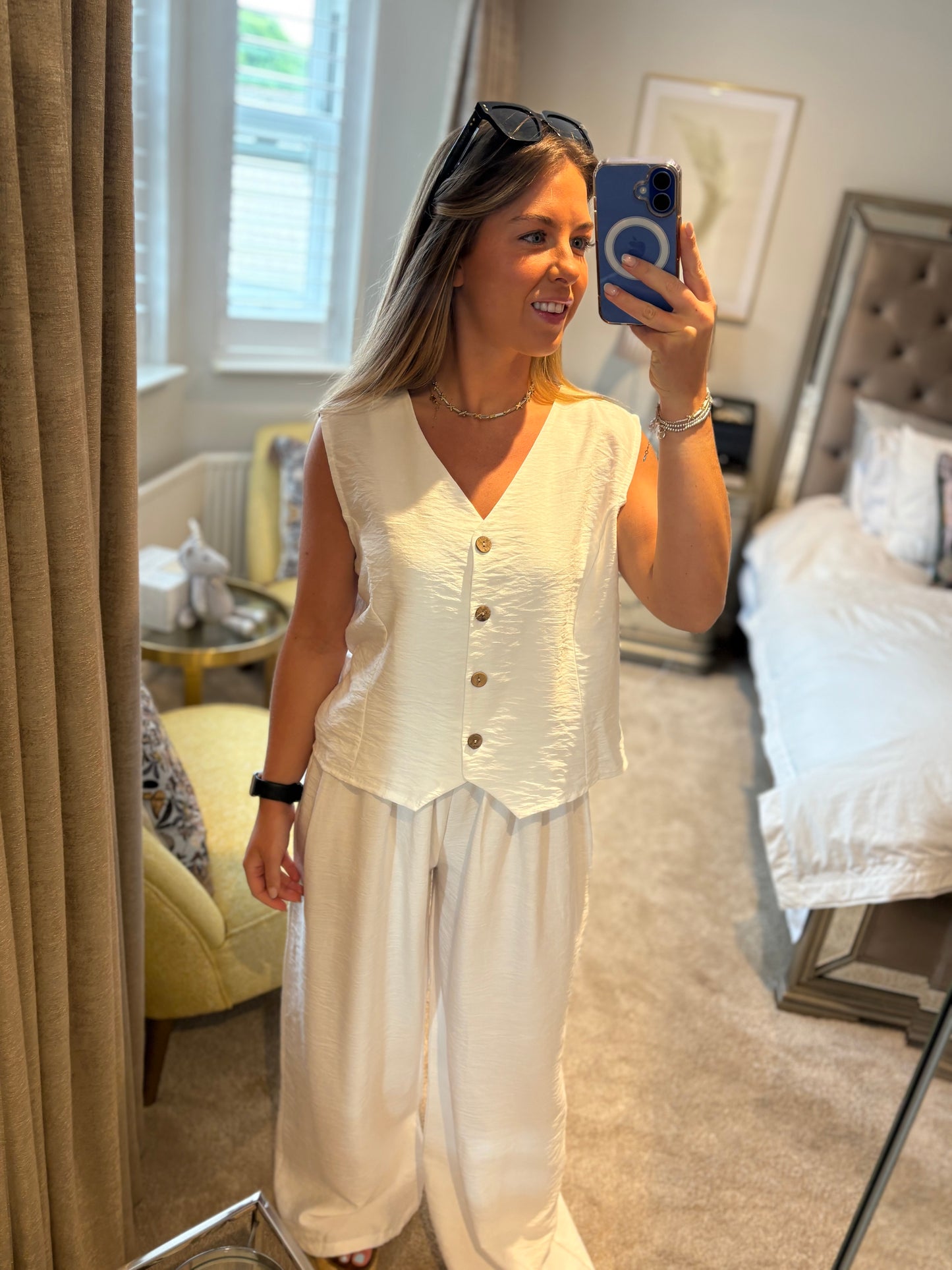 White Linen Blend Co-ord Set