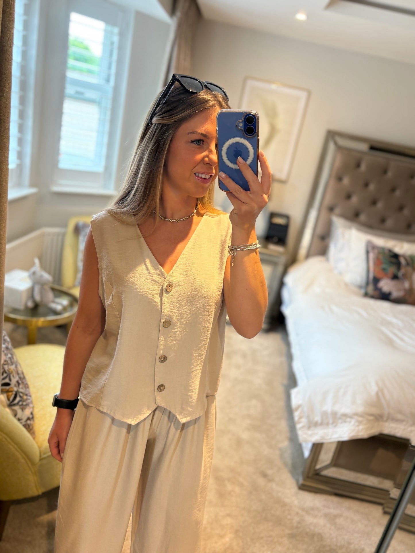 Stone Linen Blend Co-ord Set