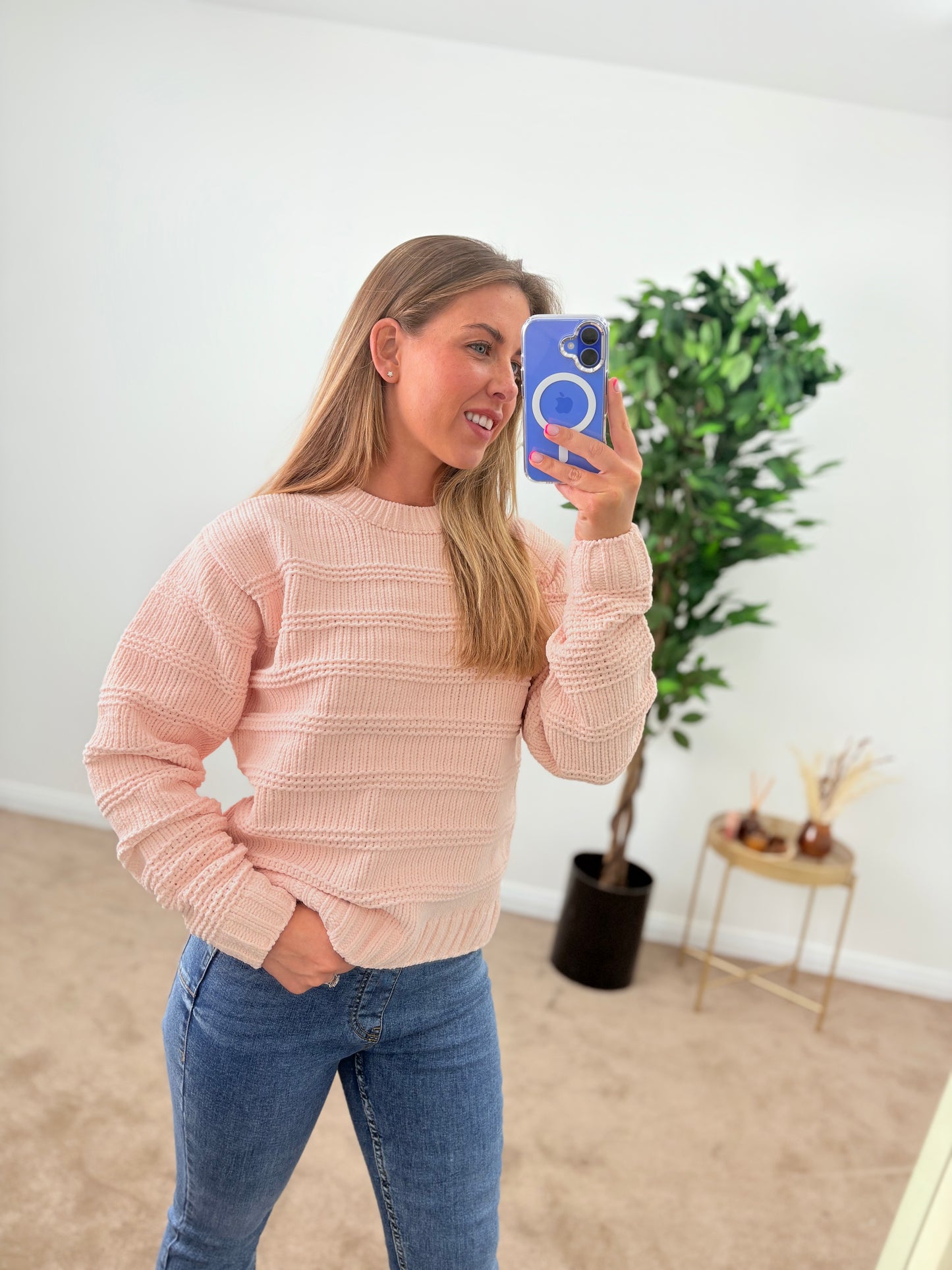 EX-M&S Chenille Knitwear Pink