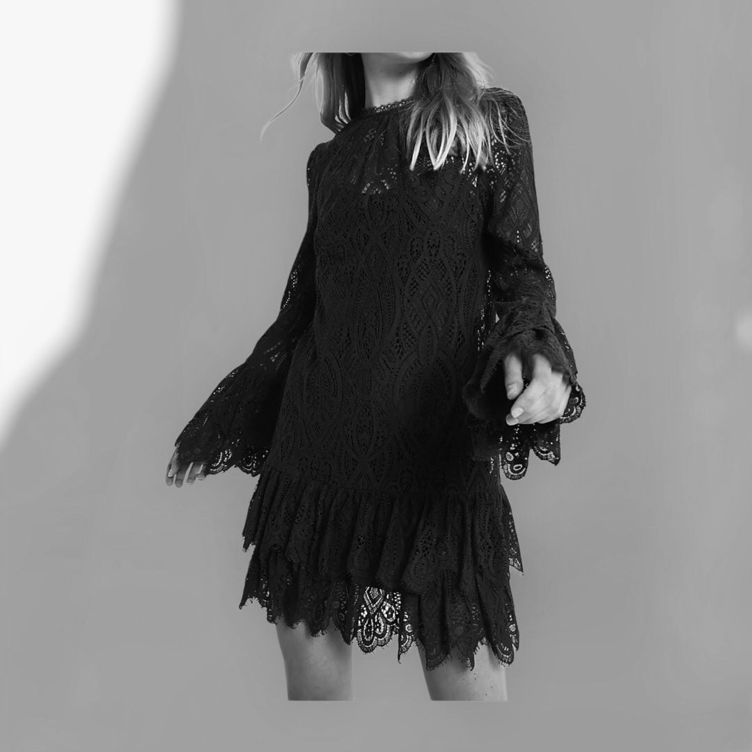 EX-R Black Lace Tunic Dress