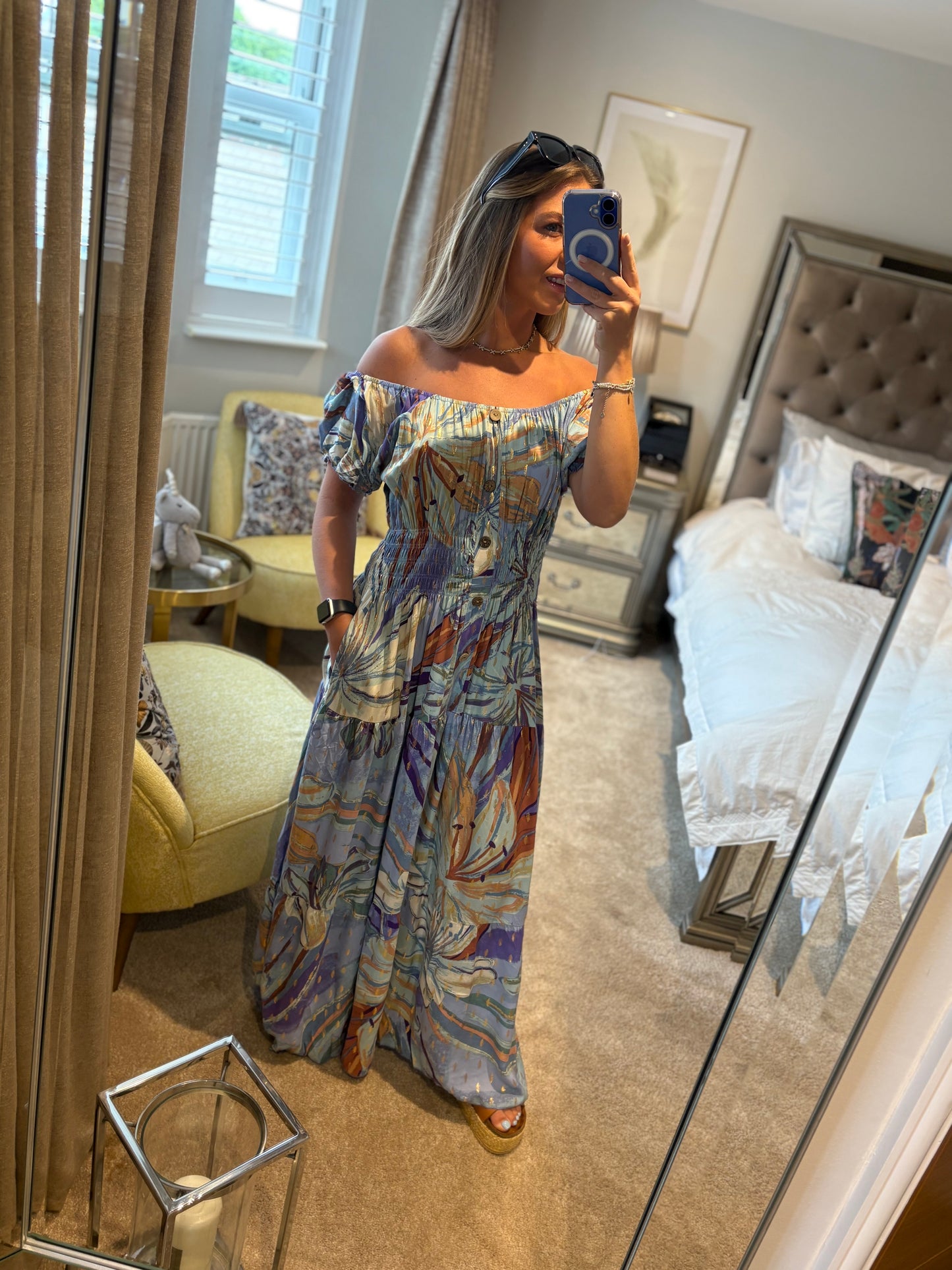 Lilic Multi Coloured Bardot Maxi Dress