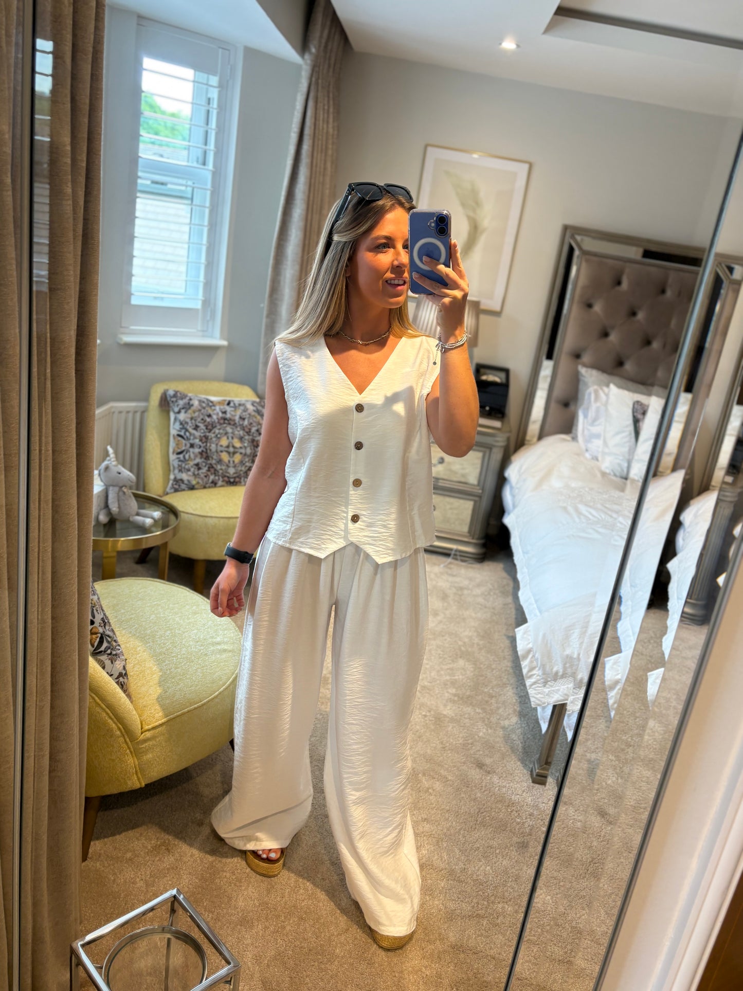 White Linen Blend Co-ord Set