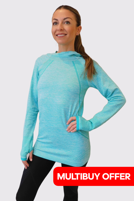 Mint Long Sleeve Active Top With Hood