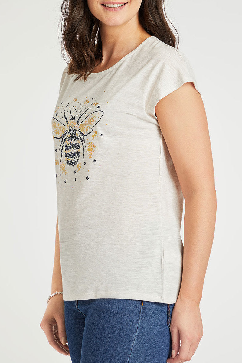 Famous Store Placement Bee T-Shirt Natural Marl