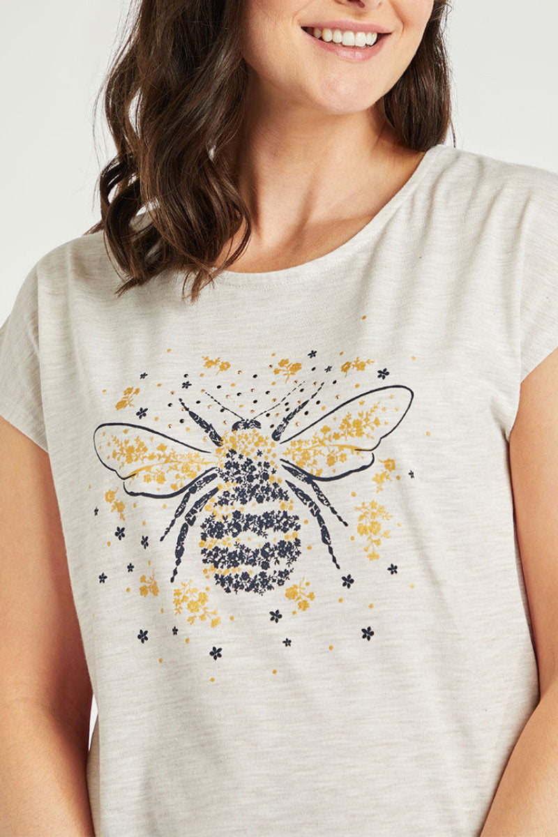 Famous Store Placement Bee T-Shirt Natural Marl