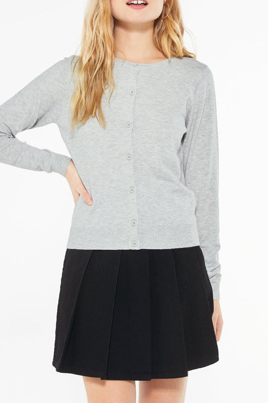 Famous Store Grey Button Front Cardigan