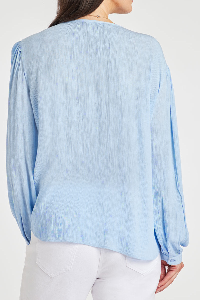 Famous Store Long Sleeve Pintuck Sky Blue Blouse