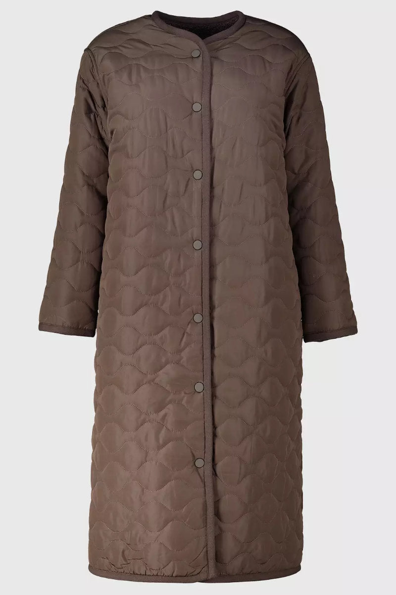 Ladies Reversible Quilted Borg Coat Brown