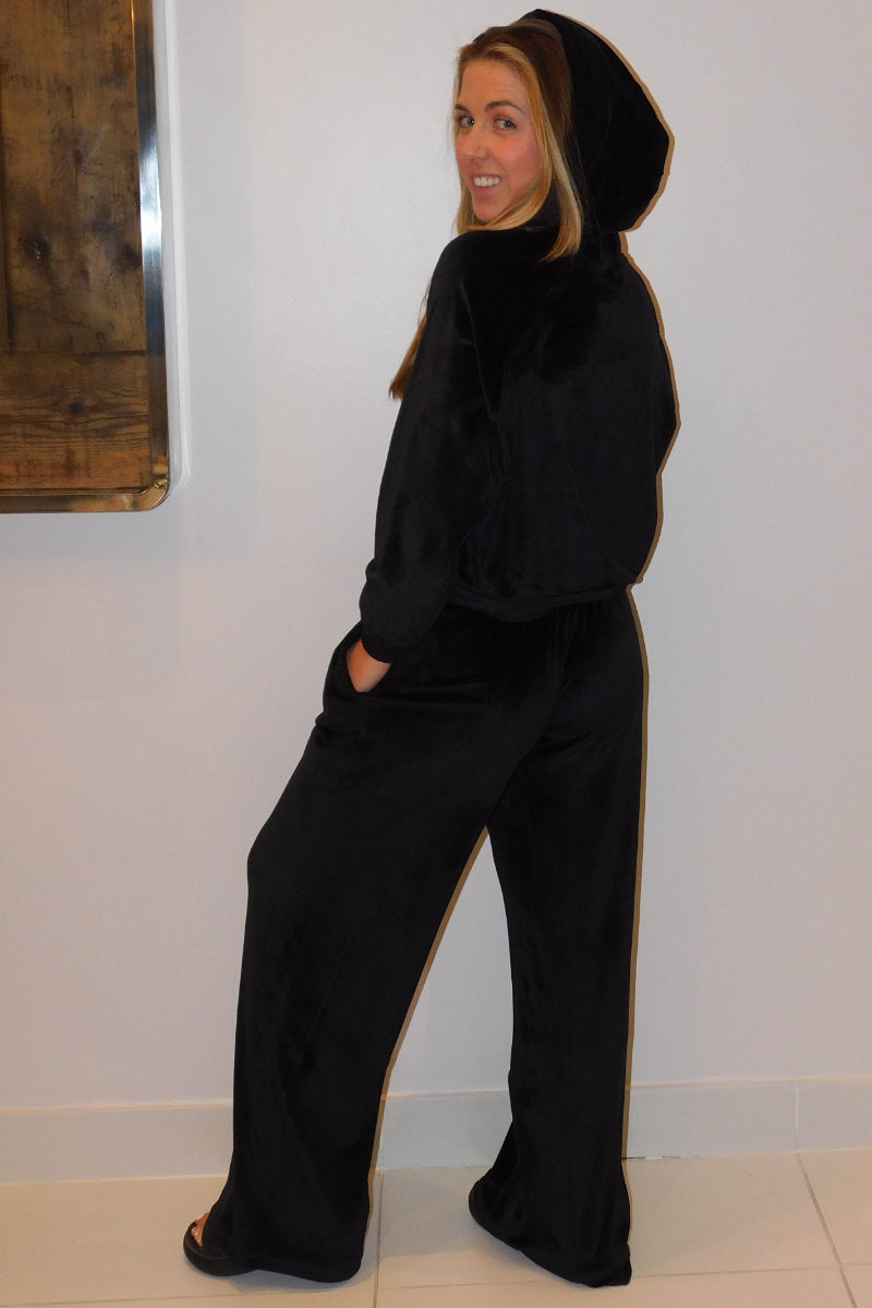 Famous Brand Velour Ribbed Hoodie