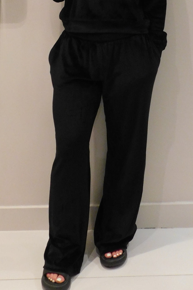 Famous Brand Velour Ribbed Wide Leg Pants