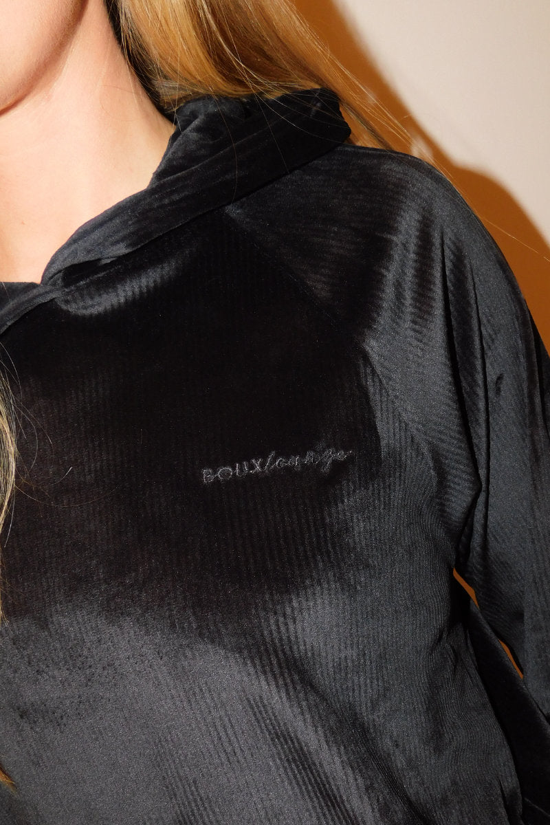 Famous Brand Velour Ribbed Hoodie