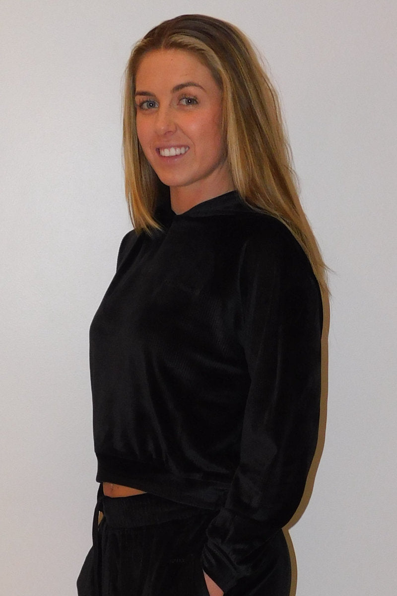 Famous Brand Velour Ribbed Hoodie