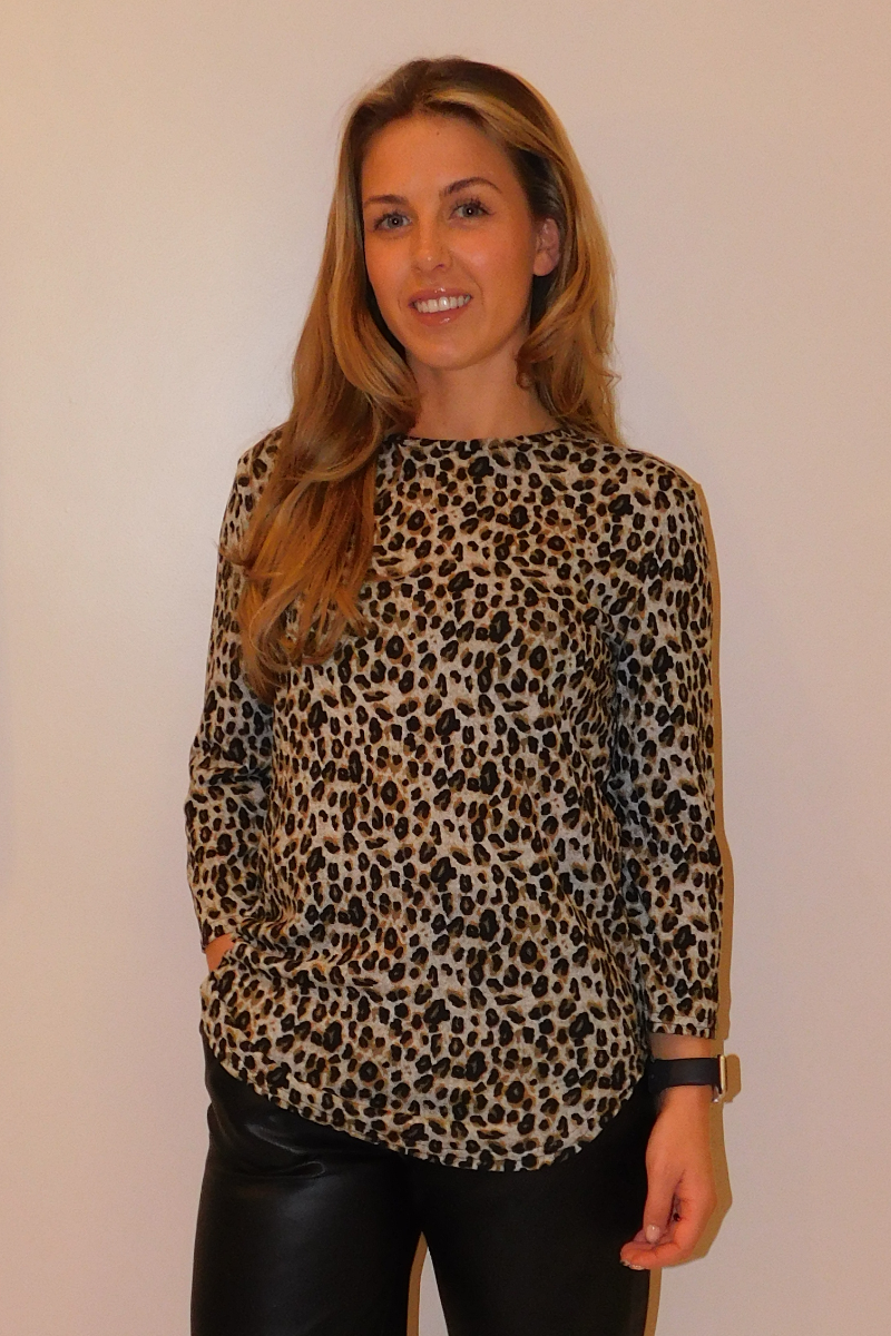 Brown Animal Print Soft Touch Top