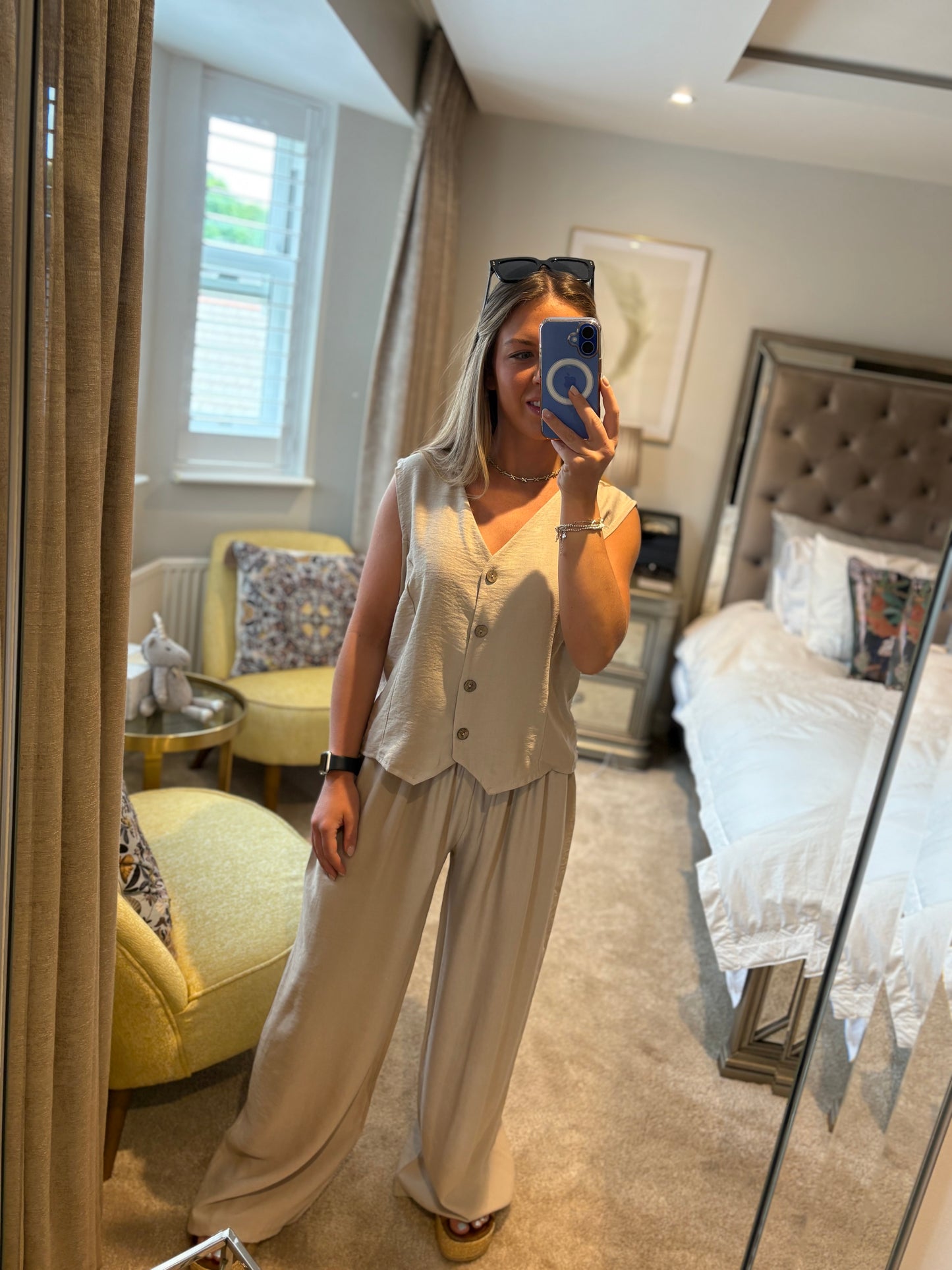 Stone Linen Blend Co-ord Set