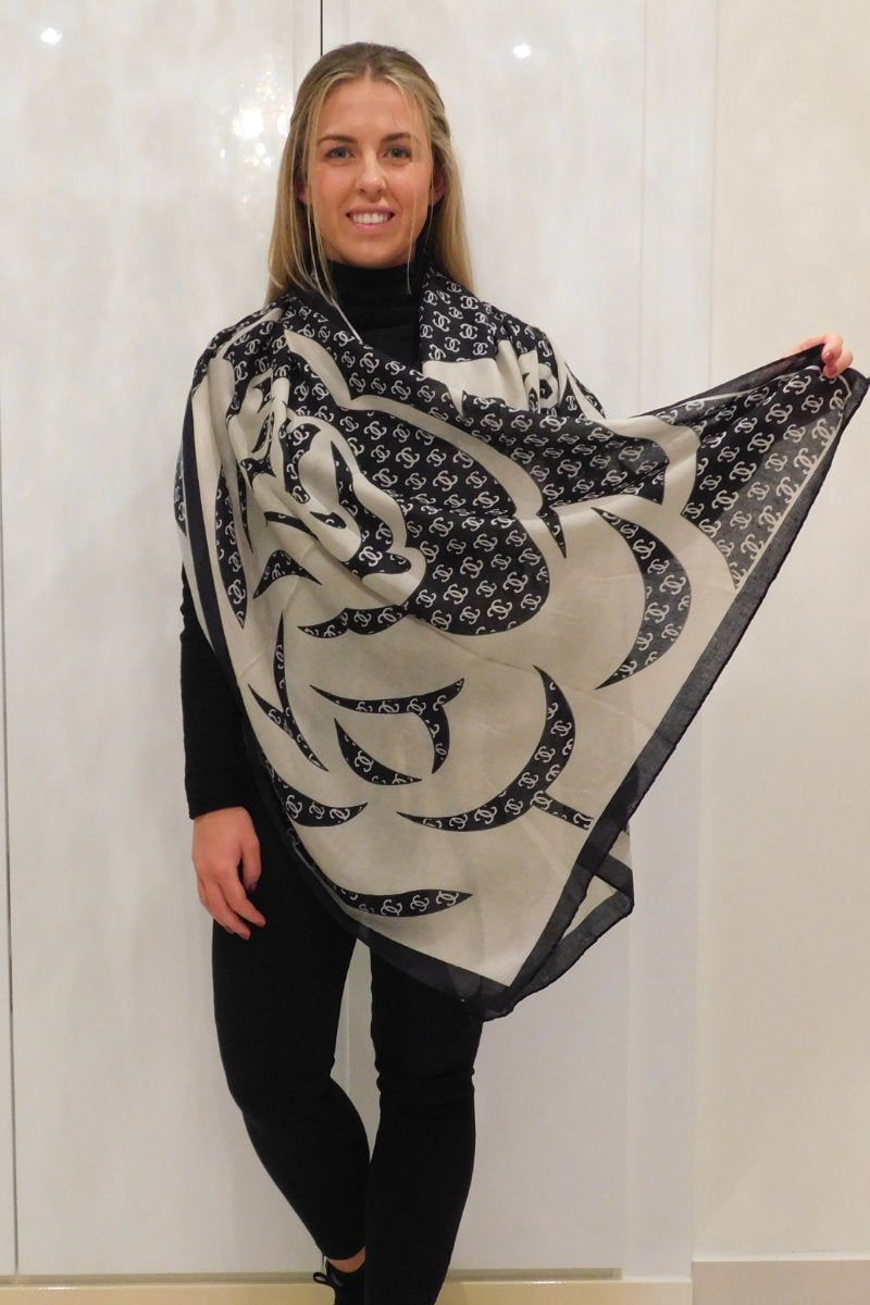 Ladies Chan & Flower Print Scarf