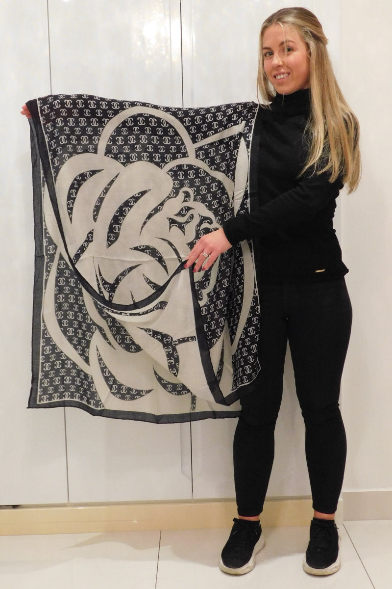 Ladies Chan & Flower Print Scarf
