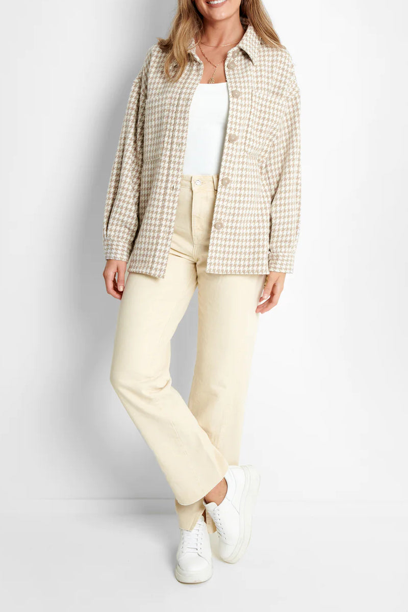 Threadbare 'Drake' Women's Beige Check Oversized Shacket