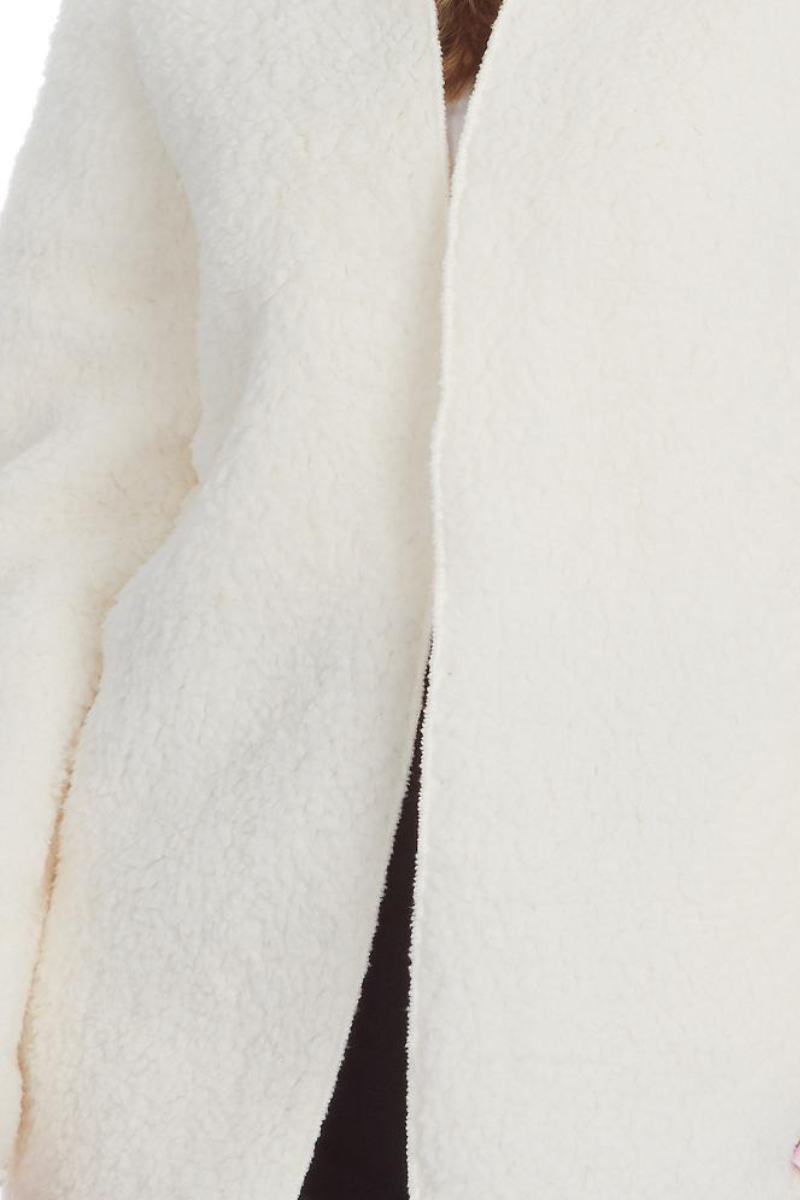Ladies Sherpa Fleece Lounge Jacket Cream