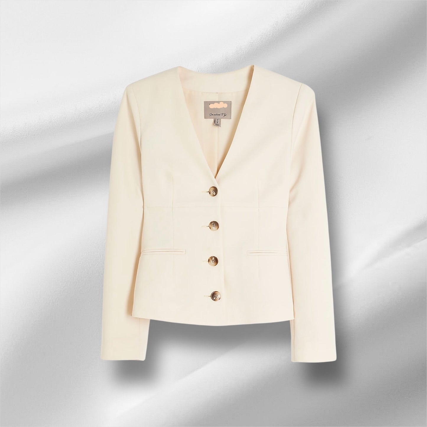 EX RI Buttermilk V Neck Button Front Jacket