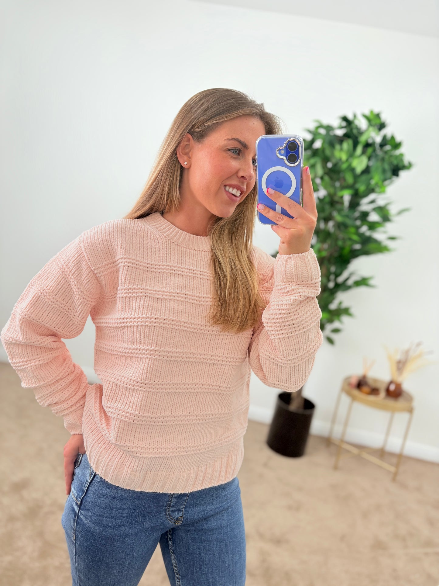 EX-M&S Chenille Knitwear Pink