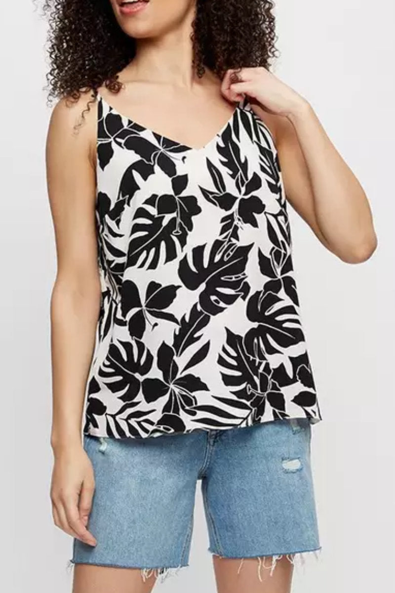 Famous Store Ladies Mono Tropical Printed Cami Top