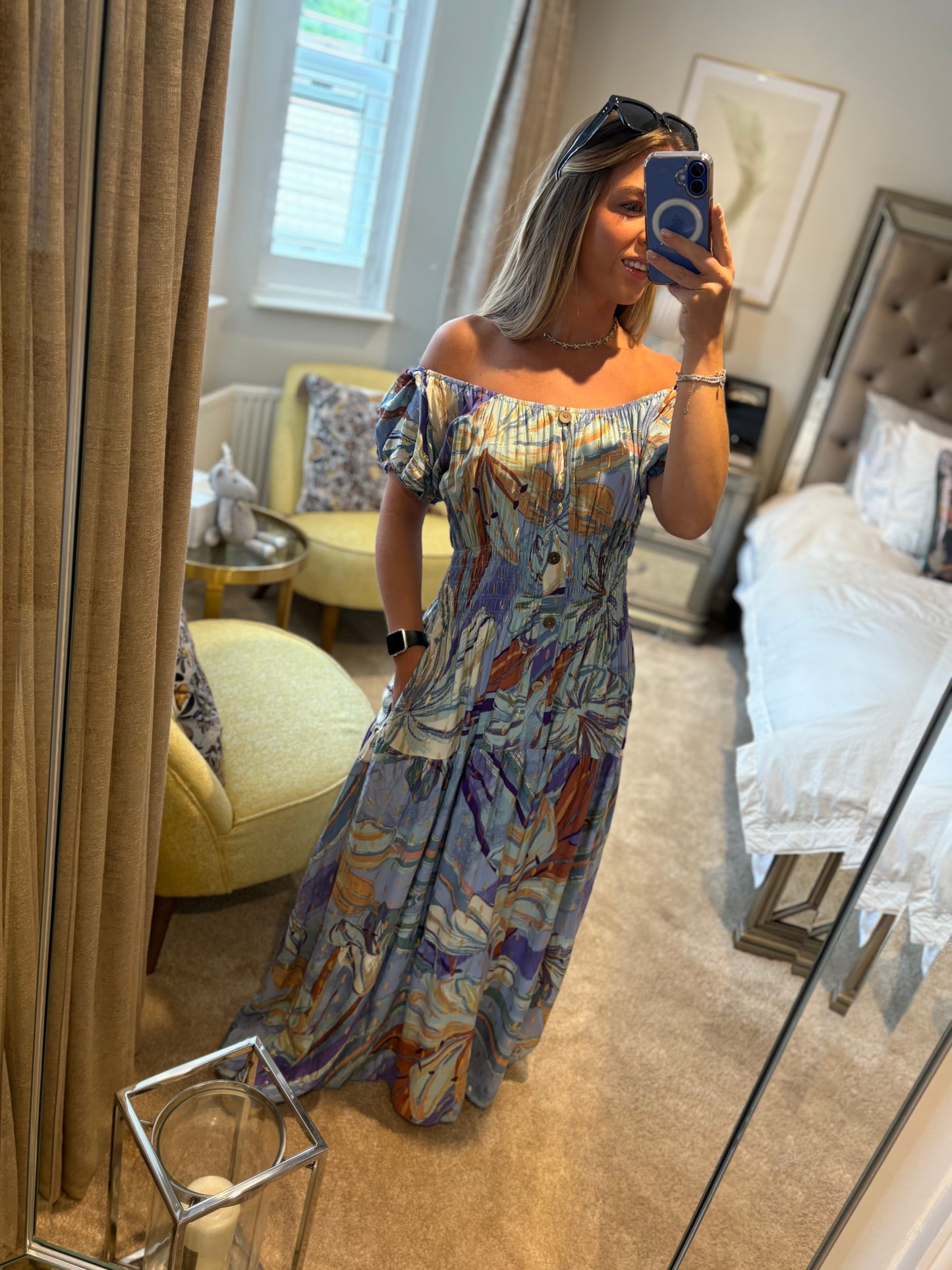 Lilic Multi Coloured Bardot Maxi Dress