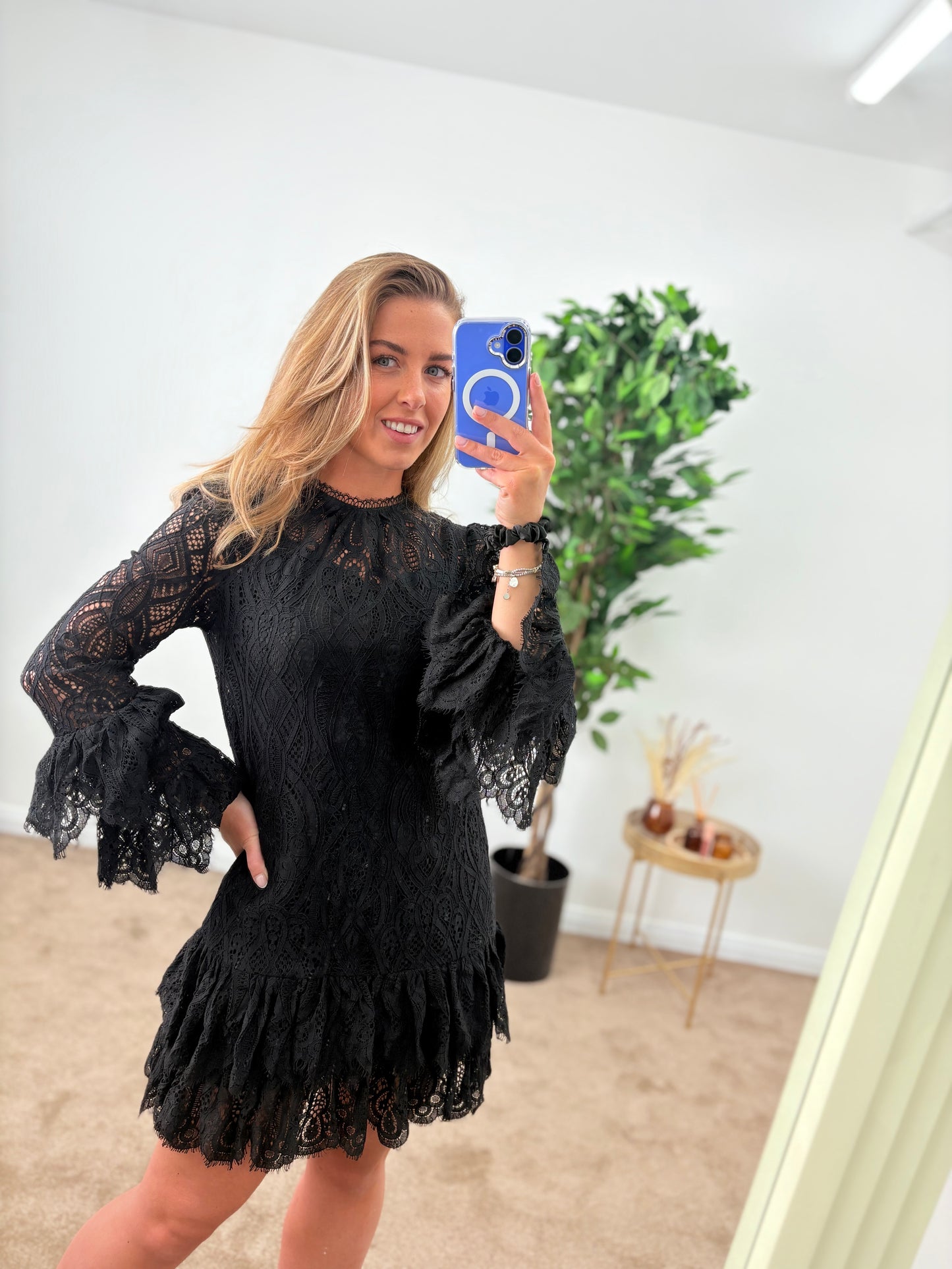 EX-R Black Lace Tunic Dress