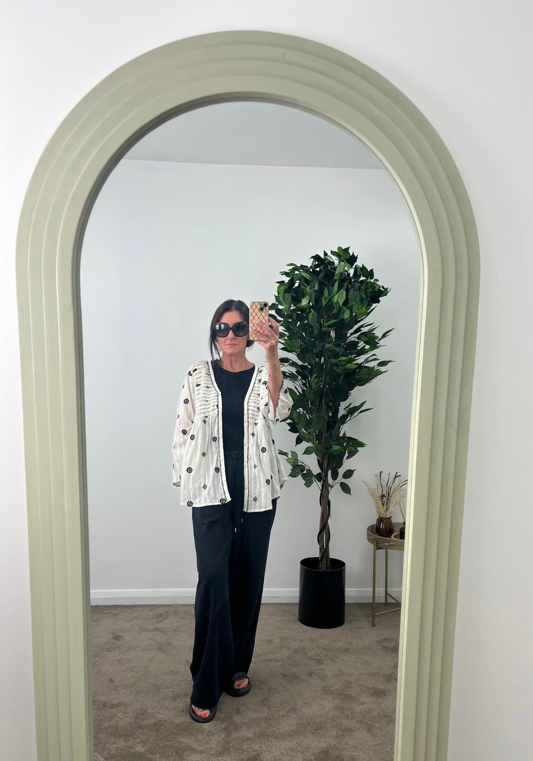 Ivory Boho Embroidered Detail Top
