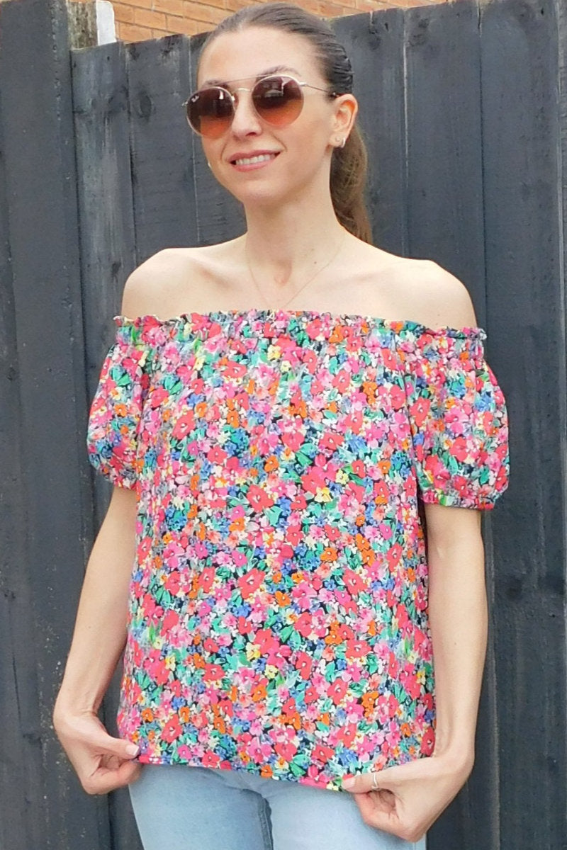 Floral Print Bardot Top