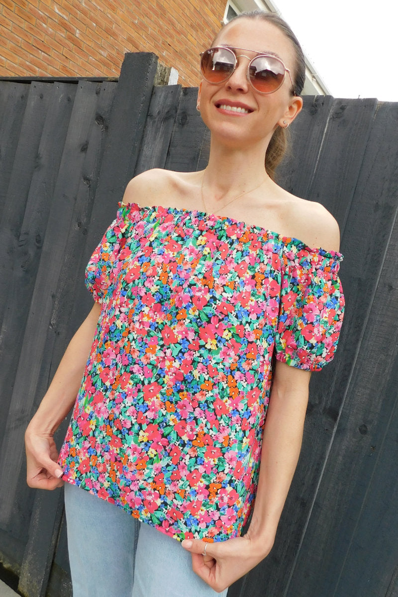 Floral Print Bardot Top