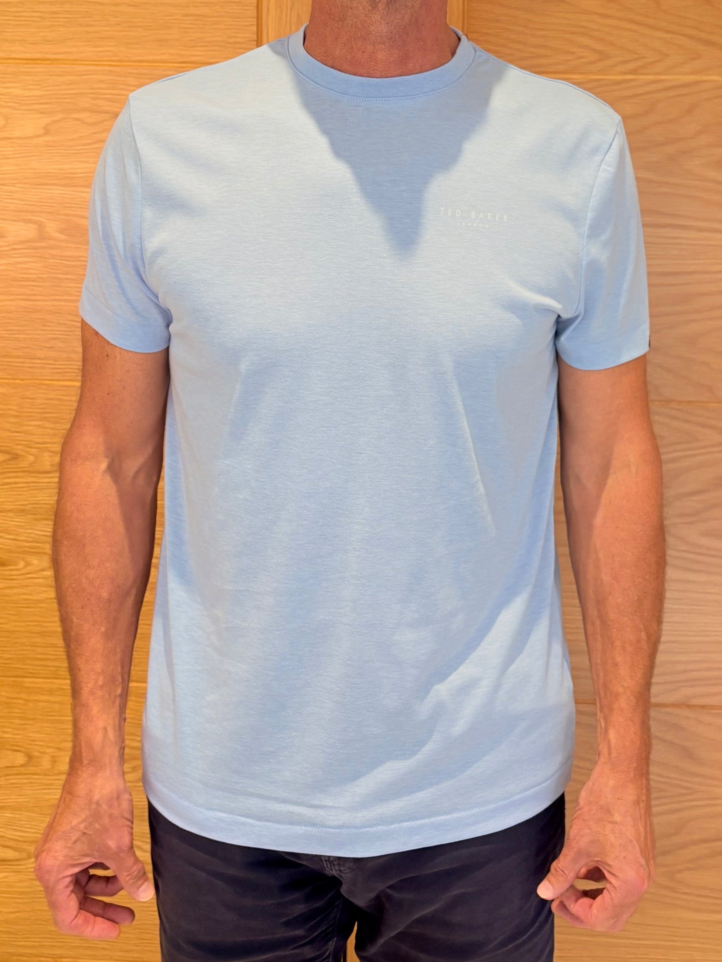 Ex Ted Baker Round Neck Mens T-Shirt Royal Sky Blue
