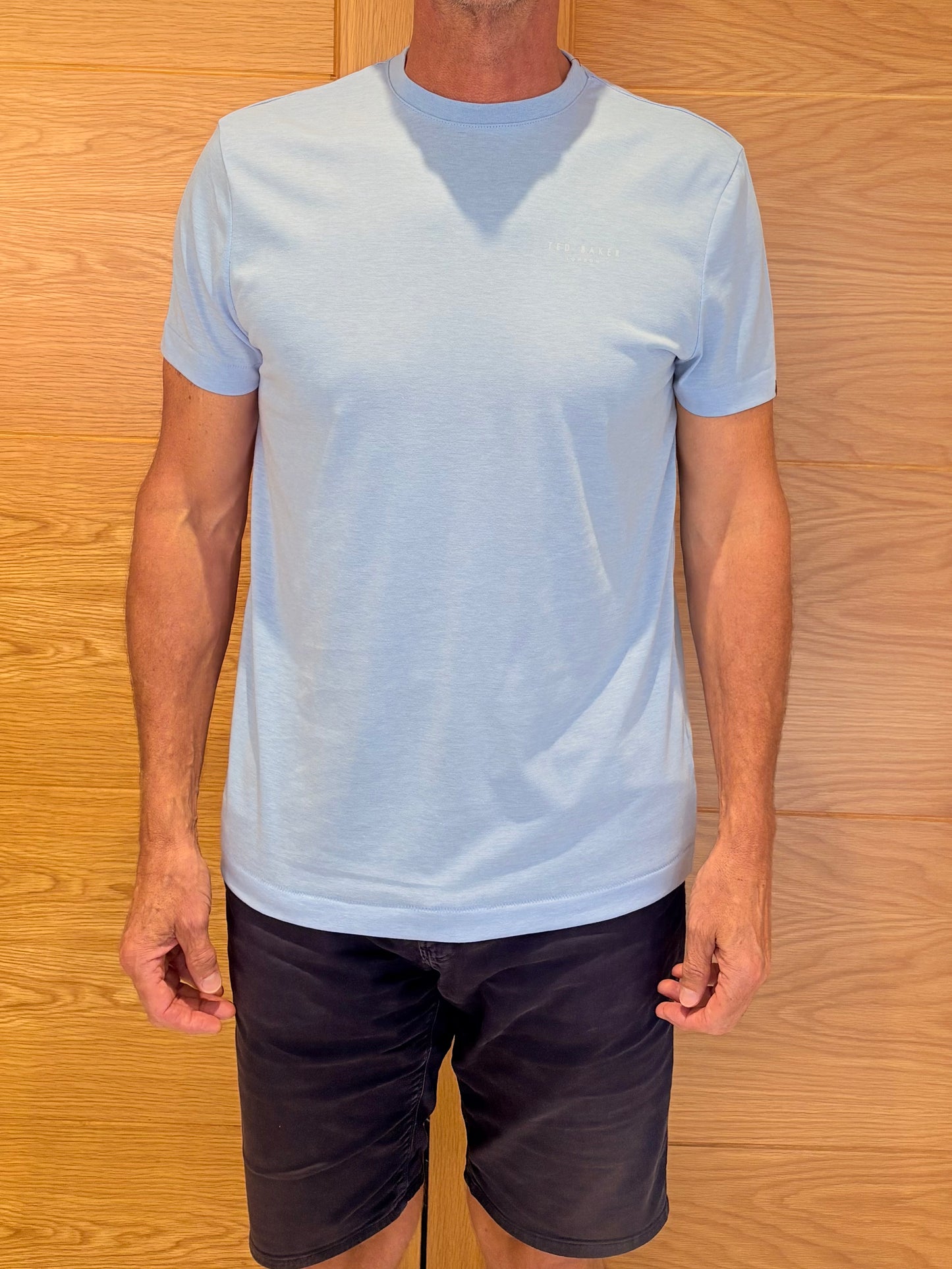 Ex Ted Baker Round Neck Mens T-Shirt Royal Sky Blue