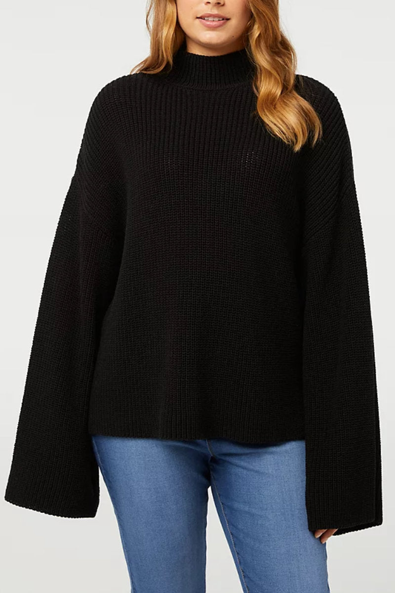 Supermarket Label Flare Knit Jumper Black