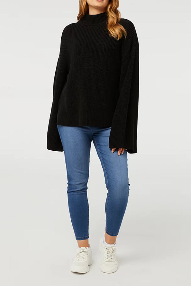 Supermarket Label Flare Knit Jumper Black