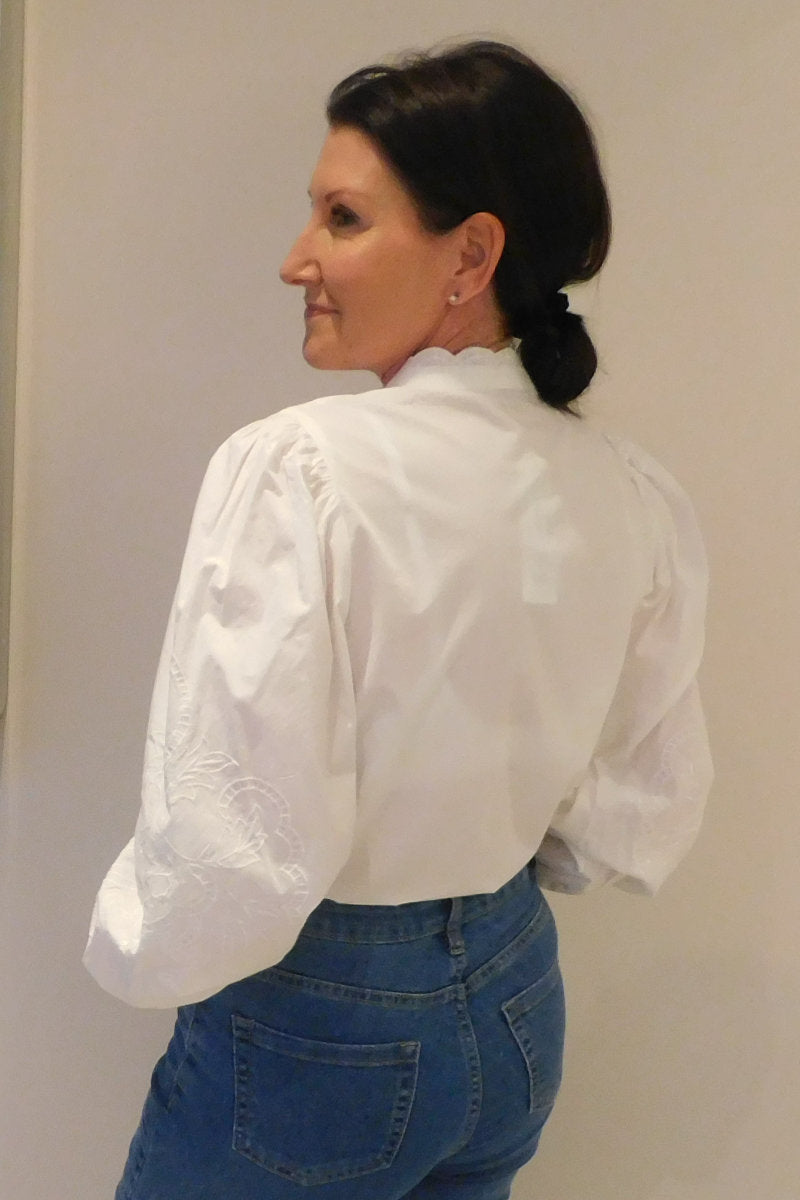 Famous Store White Embroidered Shirt