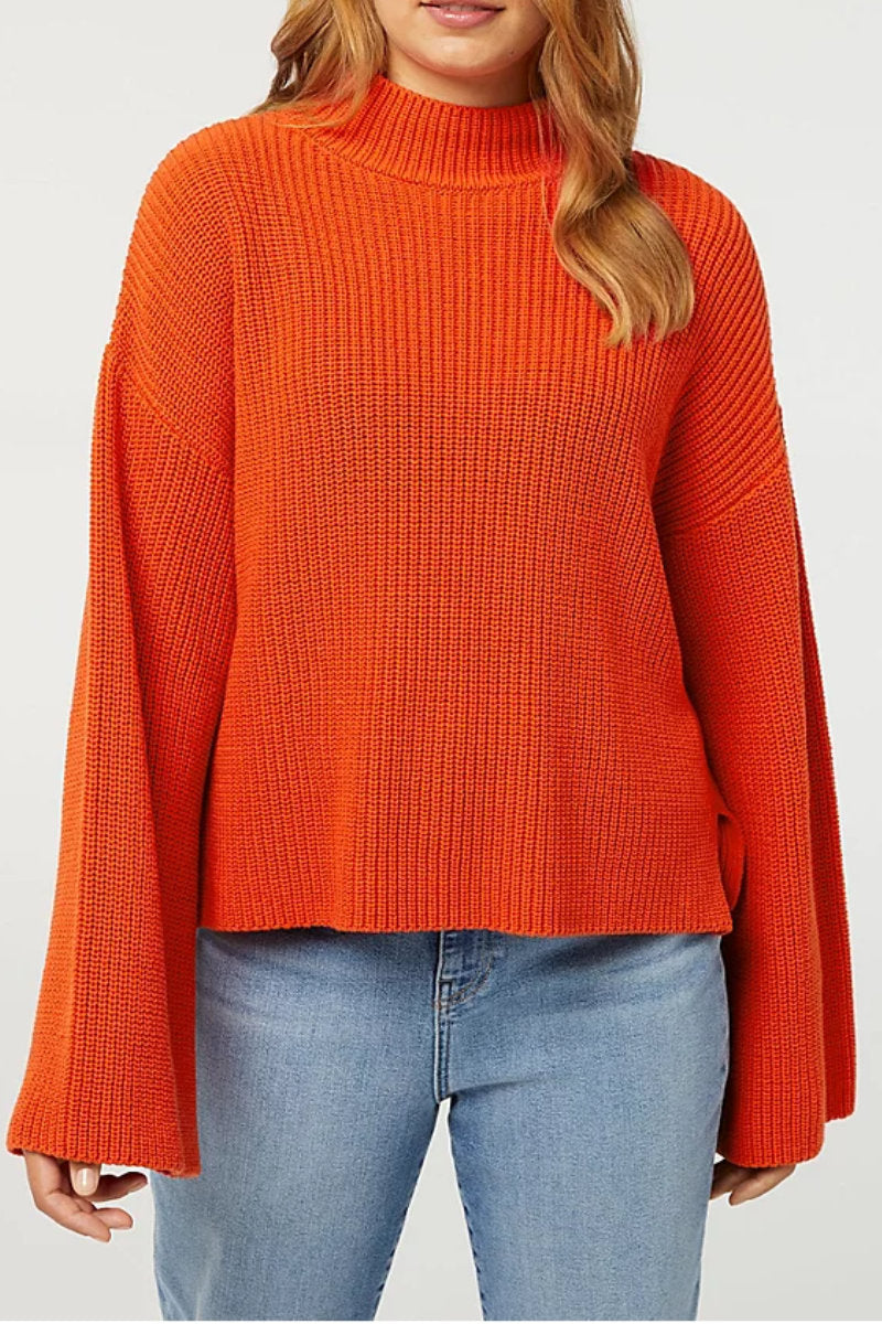 Supermarket Label Flare Knit Jumper Orange