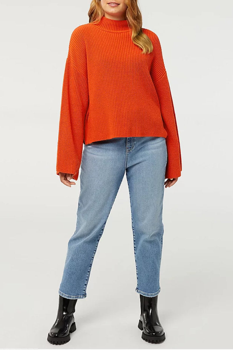 Supermarket Label Flare Knit Jumper Orange
