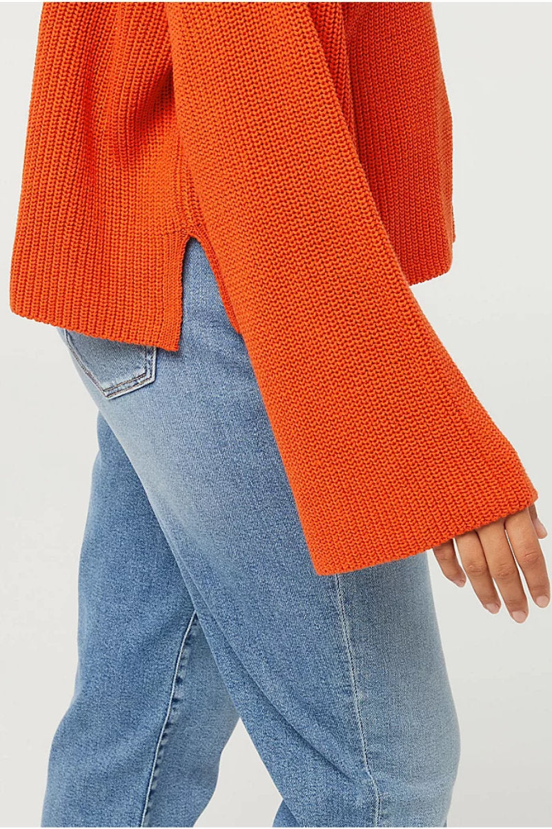 Supermarket Label Flare Knit Jumper Orange
