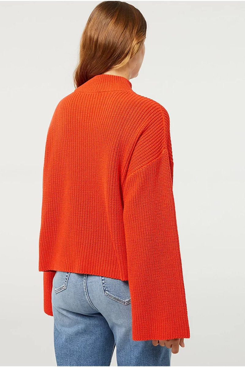Supermarket Label Flare Knit Jumper Orange