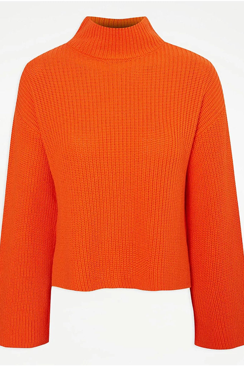 Supermarket Label Flare Knit Jumper Orange
