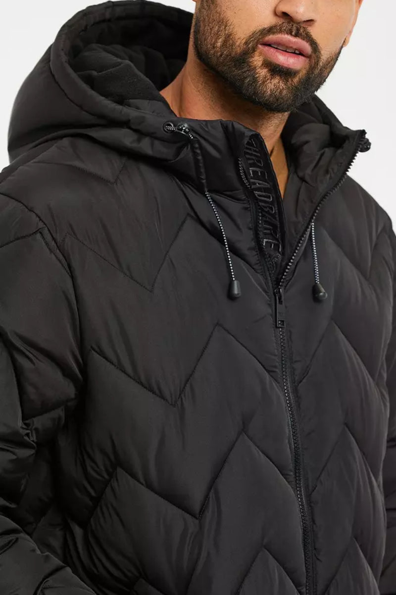 Men's Threadbare 'Gandey' Longline Hooded Padded Jacket Black