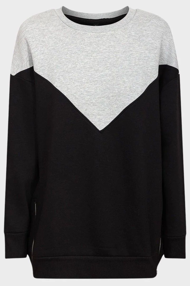 Chevron Side Zip Sweatshirt Black Grey